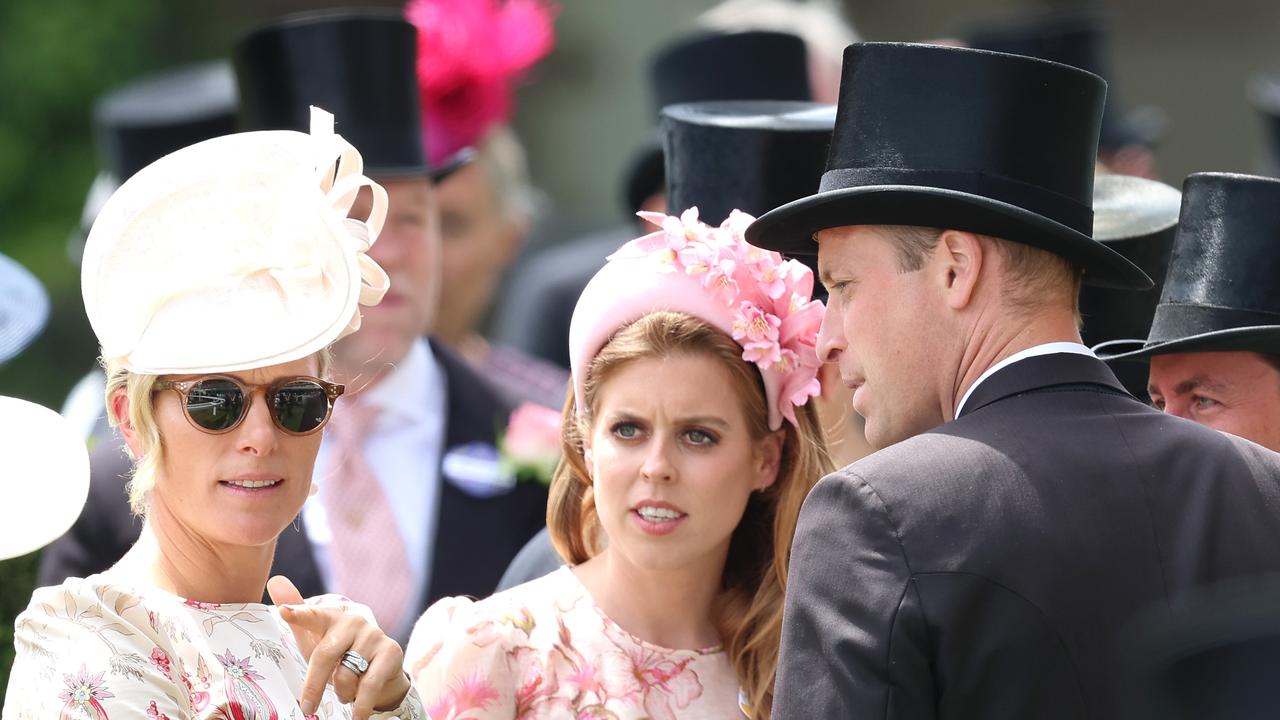 Zara Tindall with Princess Beatrice of York and Prince William. Picture: Getty Images