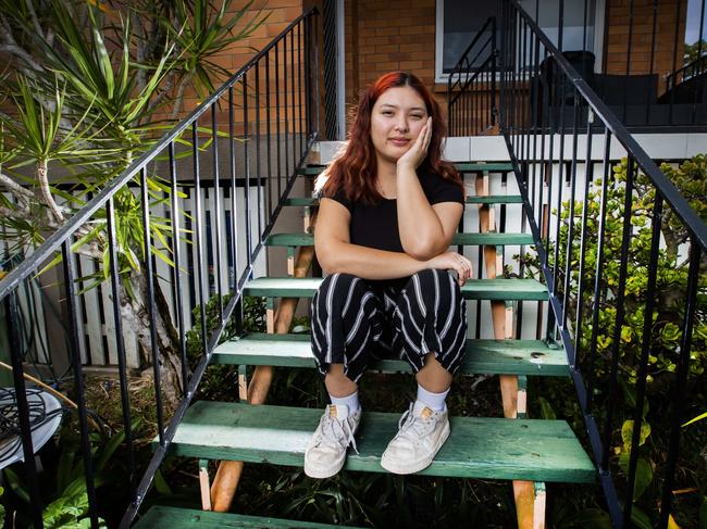 Rosalinda Castillejos has had to move every three month in recent times because of rising rent. She is a child care worker in her early 20s and works two jobs. Picture: Nigel Hallett