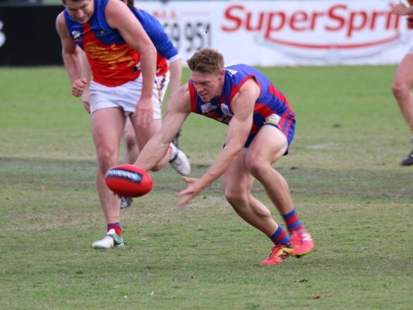 Tom Meagher collects another possession for for Upper Ferntree Gully. Picture: Tom Caruso