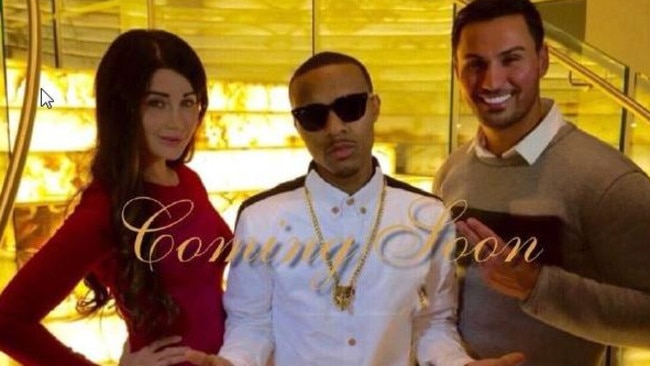 Salim and Aysha Mehajer pose with the rap star and the staircase.