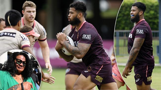 Payne Haas pictured back at the Brisbane Broncos pre season training in Redhill, Brisbane 16th January 2023. (Image/Josh Woning)