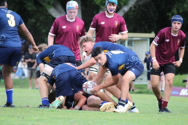 Ballymore Cup rugby action at the Albany Creek Brumbies Junior Rugby Union Club on Friday, April 12, 2024.