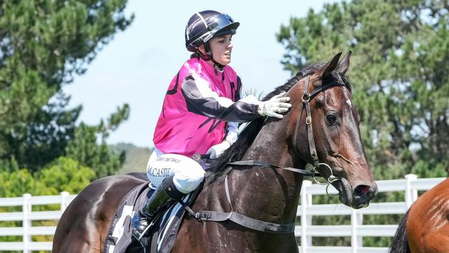 Melea Castle returns to the mounting yard aboard Sponge Bob after winning the Big Event Picnic Table Plate at Mornington Racecourse on January 01, 2025 in Mornington, Australia. (Photo by George Sal/Racing Photos via Getty Images)