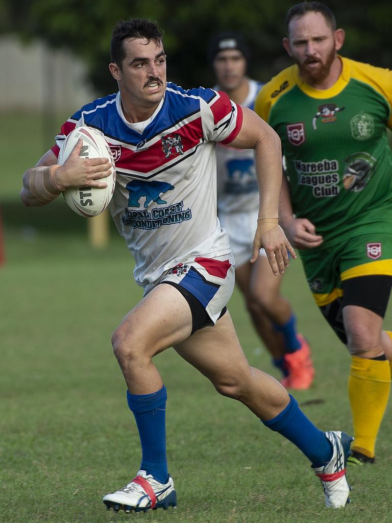 Jacob Wallace of the Ivanhoes in action during the CDRL A-grade Ivanhoes v Mareeba Gladiators at Smithfield Sporting Complex on Sunday afternoon. Picture Emily Barker