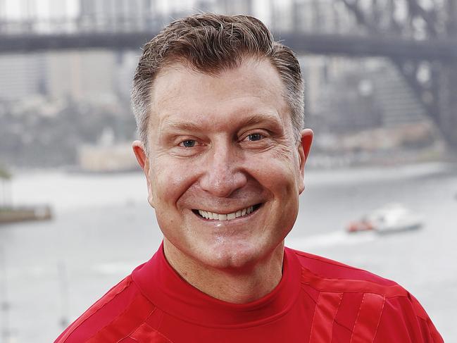 25/11/21 - SUNDAY TELEGRAPH SPECIAL. MUST TALK WITH PIC EDITOR JEFF DARMANIN BEFORE PUBLISHINGRed Wiggle Simon Pryce on the Cahill Expressway to promote an upcoming 'expressway" family event coming to Sydney. Picture: Sam Ruttyn