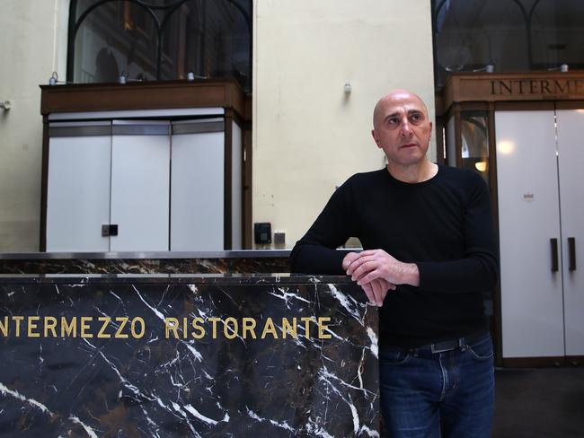 GPO Restaurants boss Peter Petroulas at Intermezzo, one of his shut-down venues. Picture: Toby Zerna