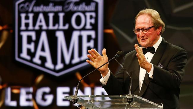 Kevin Sheedy speaking at the AFL Hall of Fame dinner. Picture: Getty Images