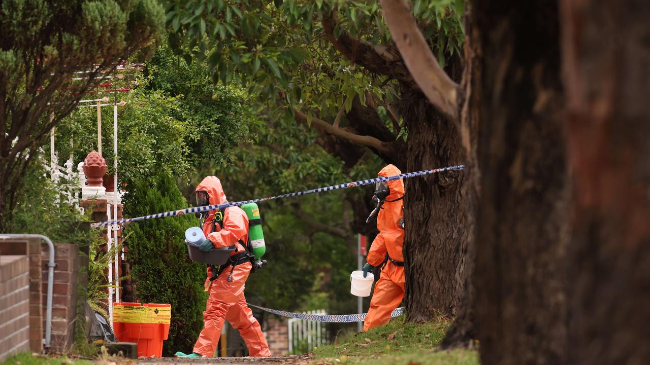 Fire and rescue crews had to don Hazmat suits to clean up hydrochloric acid spilt in the home. Picture: NCA NewsWire / Damian Shaw
