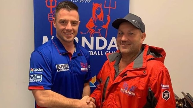 Mernda coach Robert Fletcher welcomes Shannon Smith to the club.