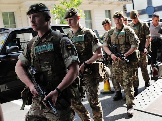 Nearly 1000 military personnel are being deployed around the UK as terror status is elevated to ‘critical’ in the wake of the Manchester Arena terror attack. Picture: Jack Taylor/Getty Images