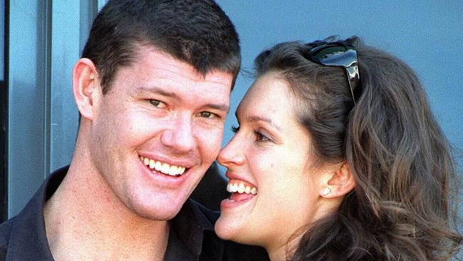 James Packer and then-fiancee Kate Fischer in 1998. Picture: AFP