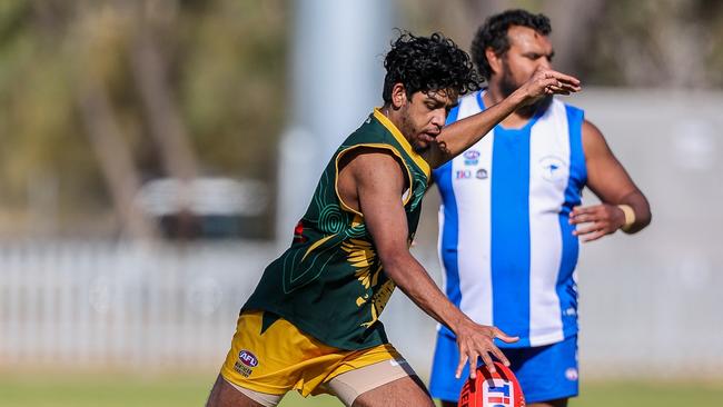 Thomas Swan, pictured playing for Pioneer, has consistently been in his side's best in his first season at Souths. Picture: AFLNT Media