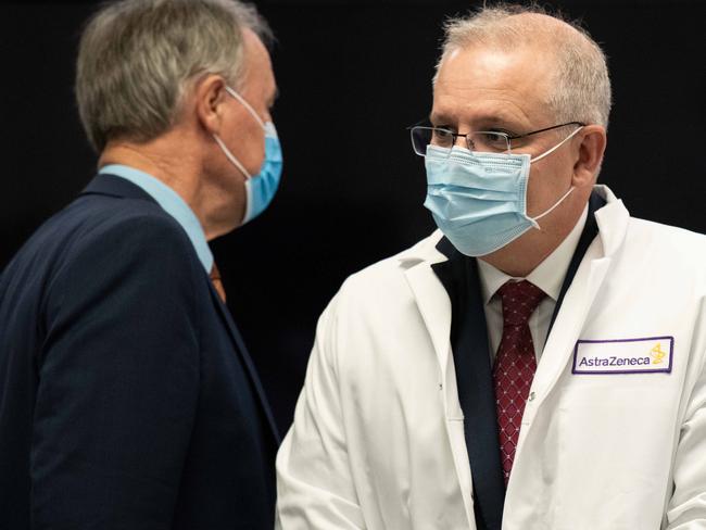 Prime Minister Scott Morrison tours the AstraZeneca laboratories in Sydney. Picture: NCA NewsWire/Bianca De Marchi