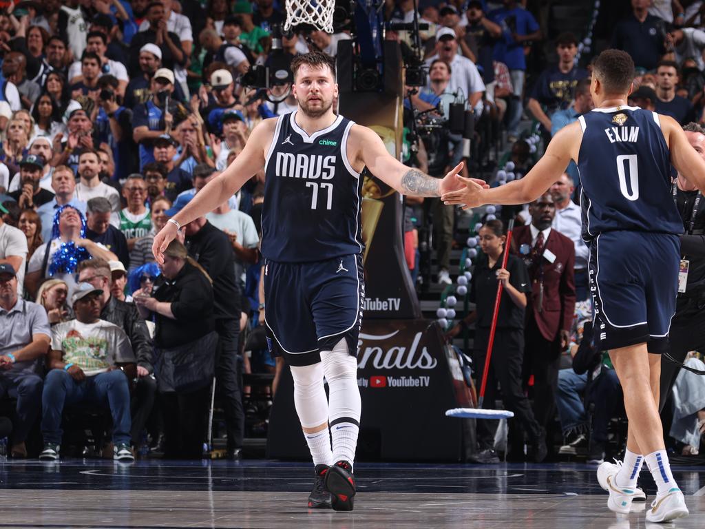 Aussie Dante Exum helped support Luka Doncic keep the NBA Finals alive. Picture: Nathaniel S. Butler/NBAE via Getty Images