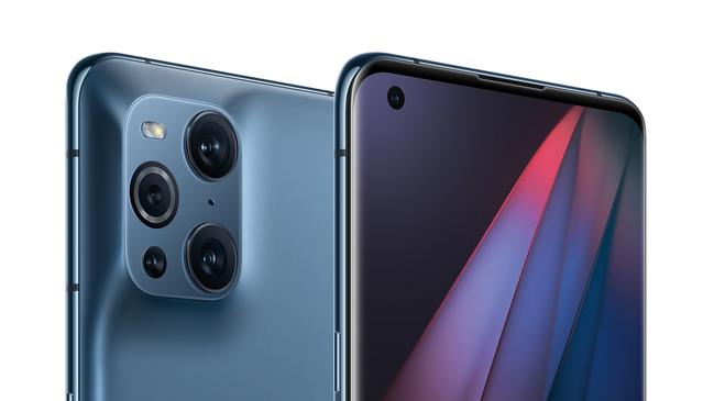 The side-on view of the Find X3 Pro 5G shows the curved camera bump housing the four-lens system