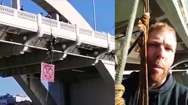 Protester explains reasons for dramatic bridge stunt