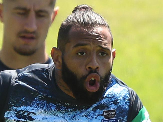 NSW's Josh Addo-Carr during NSW State of Origin training at Morry Breen Oval, Kanwal. Picture: Brett Costello