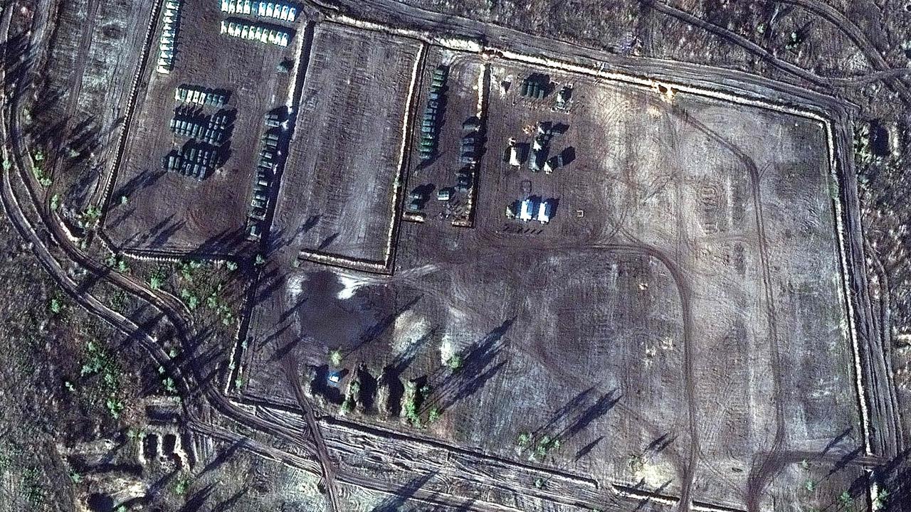 This satellite image released by Maxar Technologies on December 5, 2021, reportedly shows Russian ground forces equipment at the Pogonovo training area in Russia, on November 26, 2021. Photo: AFP PHOTO / Satellite image Â©2021 Maxar Technologies.