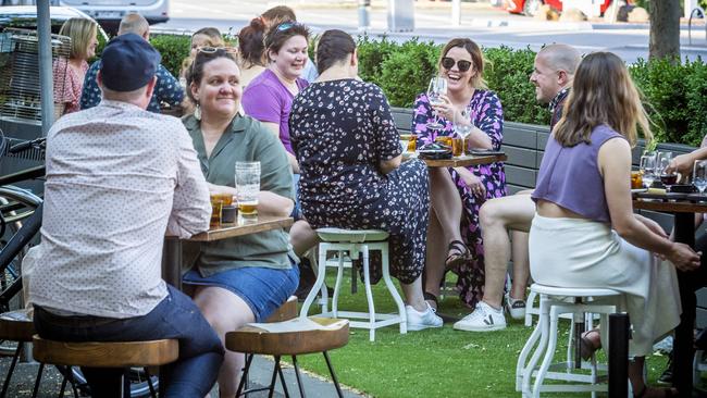 Melburnians flocked to eateries once restrictions eased. Picture: Jake Nowakowski