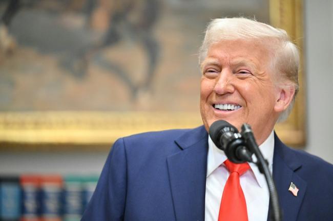 US President Donald Trump speaks in the Roosevelt Room of the White House