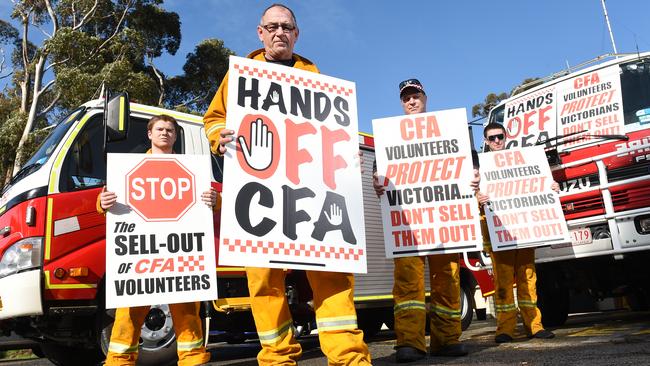 CFA protests in the seat of Dunkley. Picture: Jason Sammon