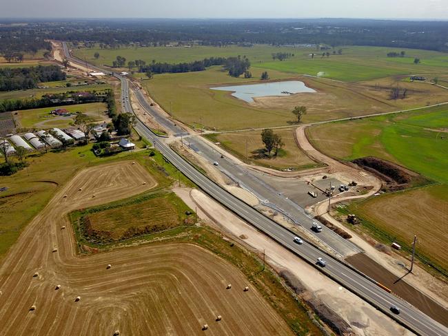 Road works along Northern Road near Badgerys Creek. Picture: Toby Zerna