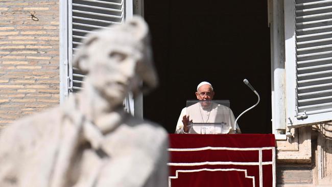 Pope Francis addresses the crowd assembled in St Peter’s Square. Picture: AFP