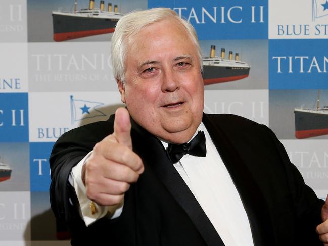 Clive Palmer in Cairns for the Titanic II dinner at the Pullman Cairns International. PICTURE: STEWART MCLEAN