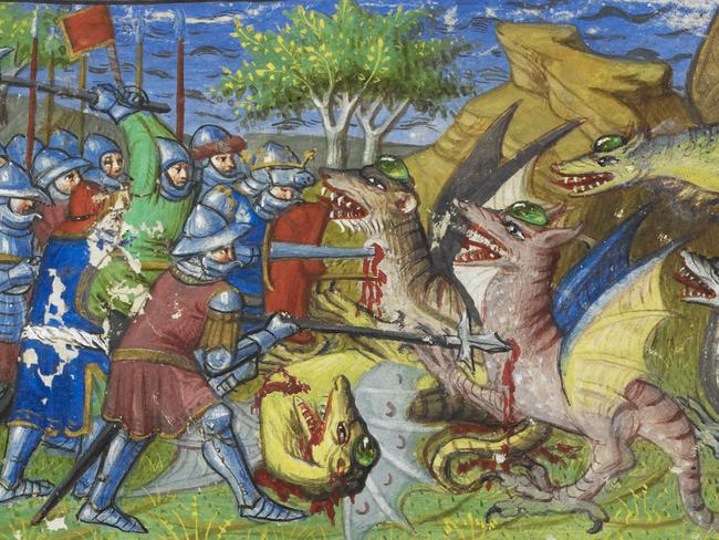 A medieval illumination of a mythical scene where Alexander the Great fought dragons. In most medieval texts, dragons were representative of the Devil.