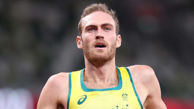 TOKYO, JAPAN - AUGUST 05: Oliver Hoare of Team Australia competes in the Men's 1500 metres semi final on day thirteen of the Tokyo 2020 Olympic Games at Olympic Stadium on August 05, 2021 in Tokyo, Japan. (Photo by Christian Petersen/Getty Images)