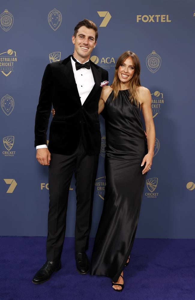 Pat Cummins and his wife Becky Boston at the 2023 Australian Cricket Awards held at Royal Randwick Racecourse in Sydney. Picture: Jonathan Ng