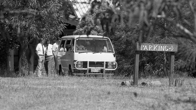 Historic: Detectives at the scene of murder at the Pottri in 1986. Patrick McGrane, was17 years old when he was convicted of the rape and murder of his sister, 21. The offences happened on March 24, 1986, and McGrane was convicted on June 5, 1986. Negative reference: IY349. Published 27th March, 1986. Photo: Bruce Mackenzie / The Chronicle