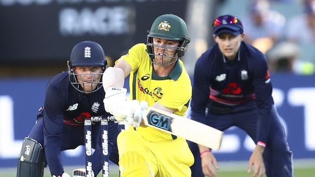 Travis Head at the crease. Picture Sarah Reed