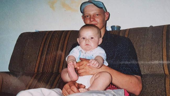 Blair Redemski as baby with his dad Terry. Picture: Supplied by family