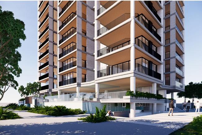 Artist impressions of a proposed 14-storey tower planned for Palm Beach by H&amp;F Property Group. Picture: Supplied