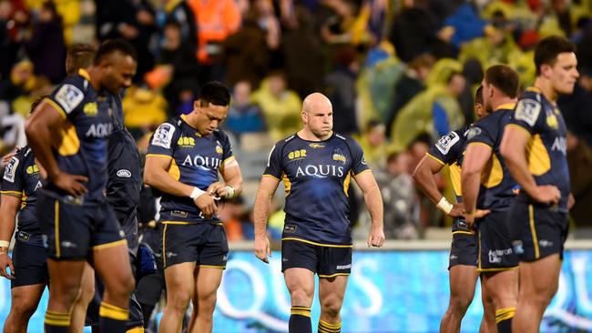 A dejected Stephen Moore of the Brumbies after their loss to the Highlanders.
