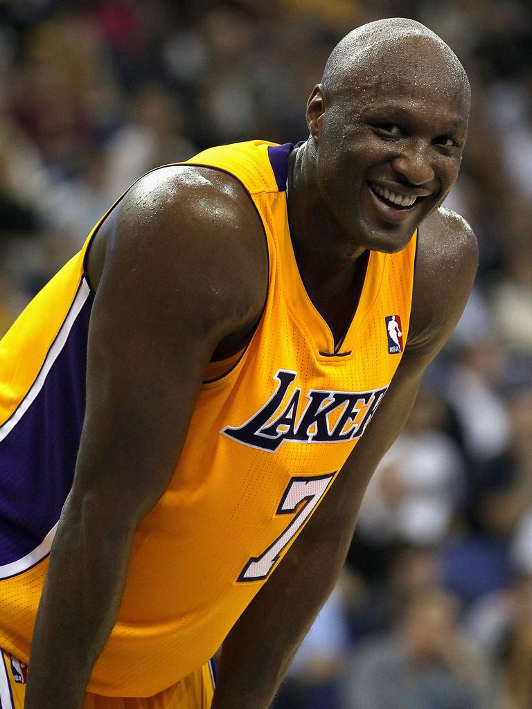 Lamar Odom of the Los Angeles Lakers smiles during the NBA Europe Live match between the Los Angeles Lakers and the Minnesota Timberwolves at the O2 arena on October 4, 2010 in London, England. Picture: Getty