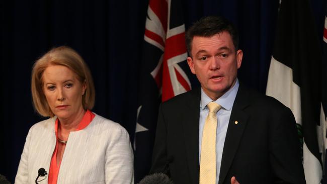 Australian Federal Police Commissioner Andrew Colvin and former Sex Discrimination Commissioner Elizabeth Broderick release the report. Picture: Ray Strange.