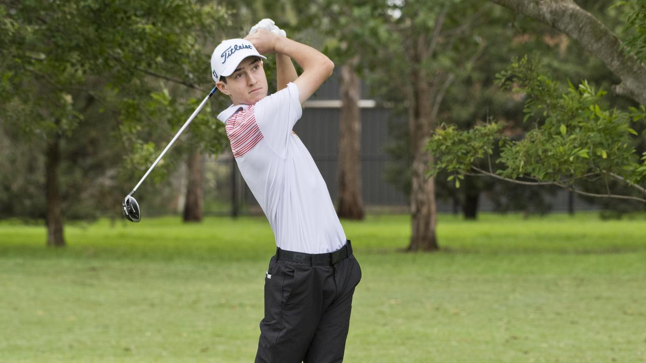 Quinn Croker tees off in the 2020 Coca-Cola Queensland PGA Championship.