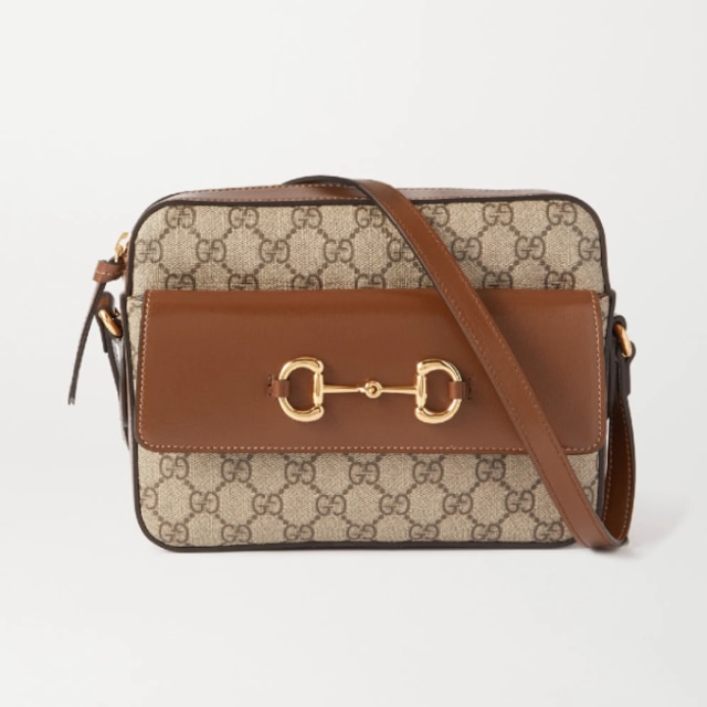 Gucci Ophidia Mini Webbing-Trimmed Textured-leather and Printed Coated-canvas Shoulder Bag - Blue - One Size