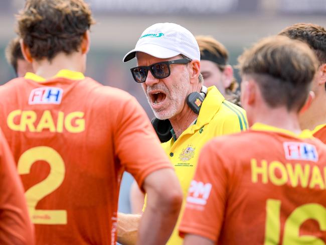 Kookaburras coach Colin Batch lays down the law. Picture: WorldSportPics