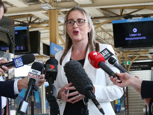 Victorian Minister for Public Transport Jacinta Allan speaks to the media. Picture: AAP Image/David Crosling