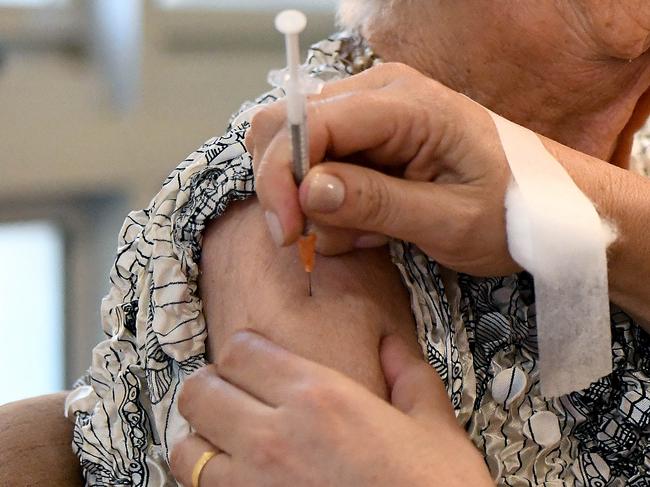 SYDNEY, AUSTRALIA - NewsWire Photos FEBRUARY, 22, 2021: Residents are seen receiving their first dosage of the Pfizer COVID-19 vaccination at Uniting Banks Lodge Peakhurst Aged Care, in Sydney. Australia has begun its Pfizer COVID-19 vaccination rollout this morning, with hopes 60,000 doses will be administered by the end of the week. NCA NewsWire/Bianca De Marchi