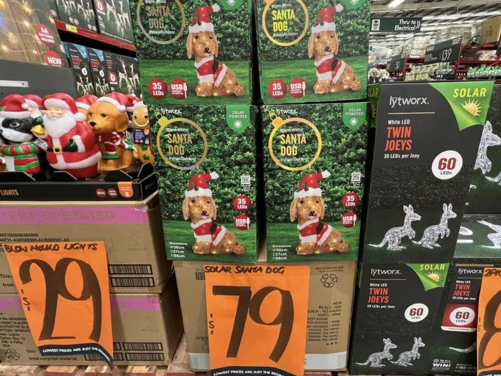 The appearance of Christmas decorations on shelves at Bunnings has sparked fierce debate among social media users. Picture: Facebook