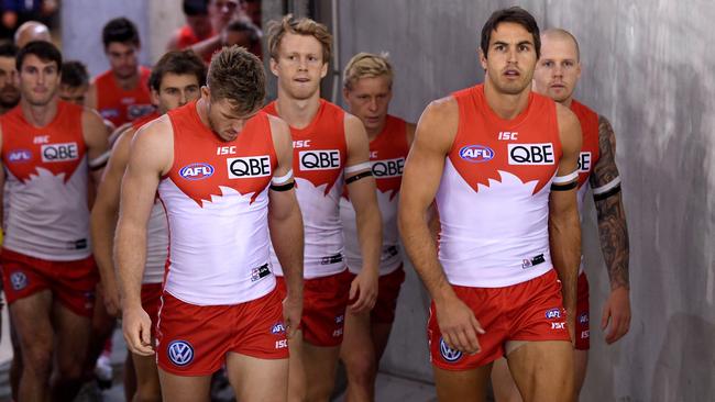 Sydney players wearing white and black armbands for teammate Gary Rohan and wife Amie.