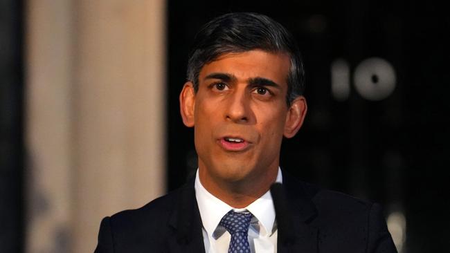 Britain's Prime Minister Rishi Sunak gives a speech at Downing Street on March 1, 2024 in London, England. The Prime Minister spoke about a an increase in criminality related to extremism, saying we must "draw a line". Picture: Getty Images