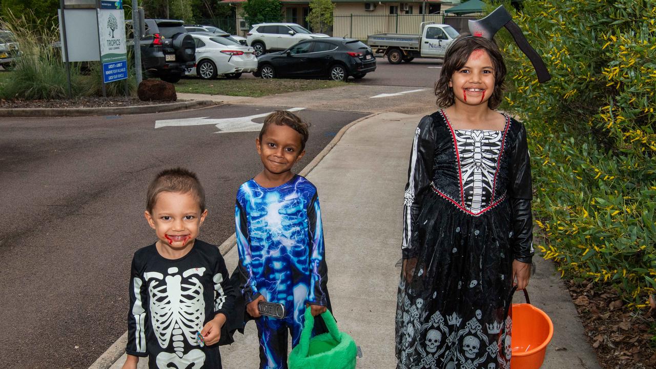 Robbie, Thaine and Summer at Spook-Tacular Halloween Haunted House Disco at the Malak Community Centre. Picture: Pema Tamang Pakhrin