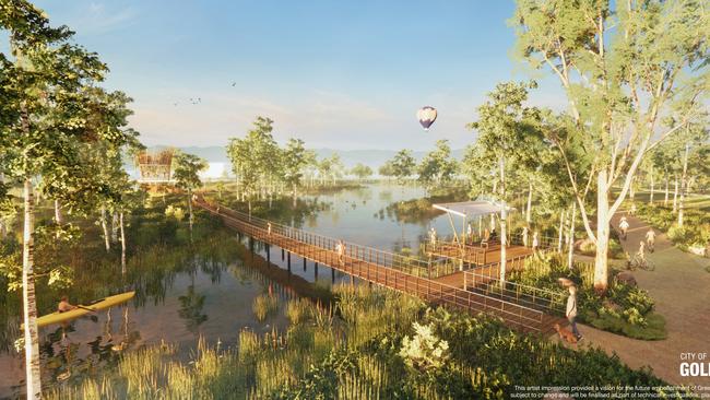 The GreenHeart will have walkways as well as large amounts of community infrastructure. Picture: Supplied by Gold Coast City Council