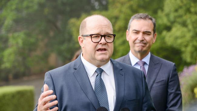SA Tourism CEO Rodney Harrex and Premier Steven Marshall. Picture: Brenton Edwards