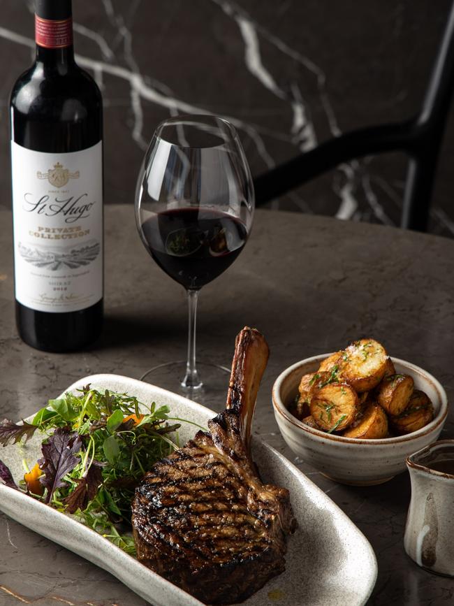 Steak and wine at St Hugo. Picture: Supplied